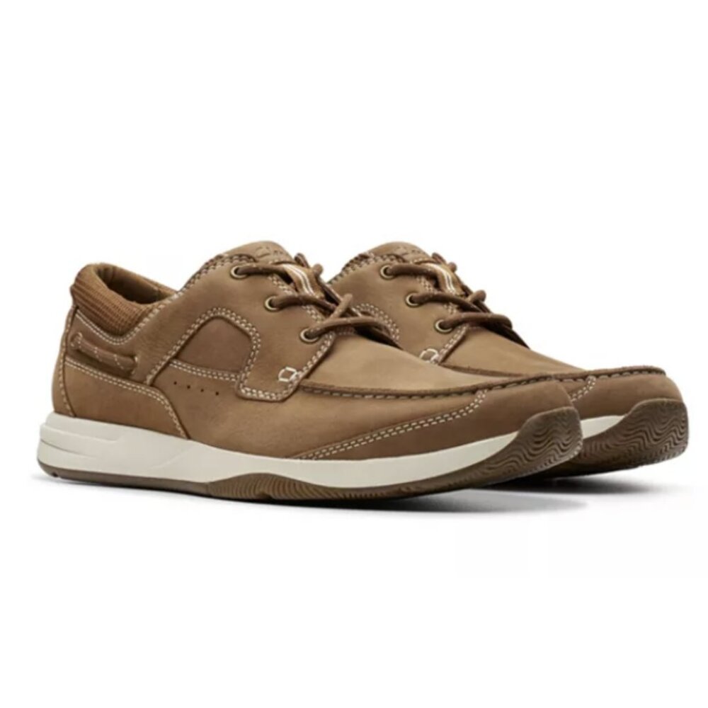 Clarks Sailview Lace Leather Shoes Men's Size 11 M Light Tan Nubuck